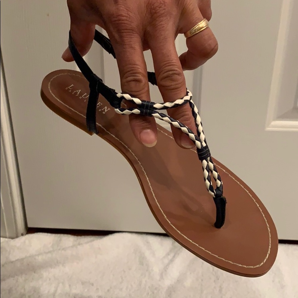 Lauren Ralph Lauren Blue and White Sandal